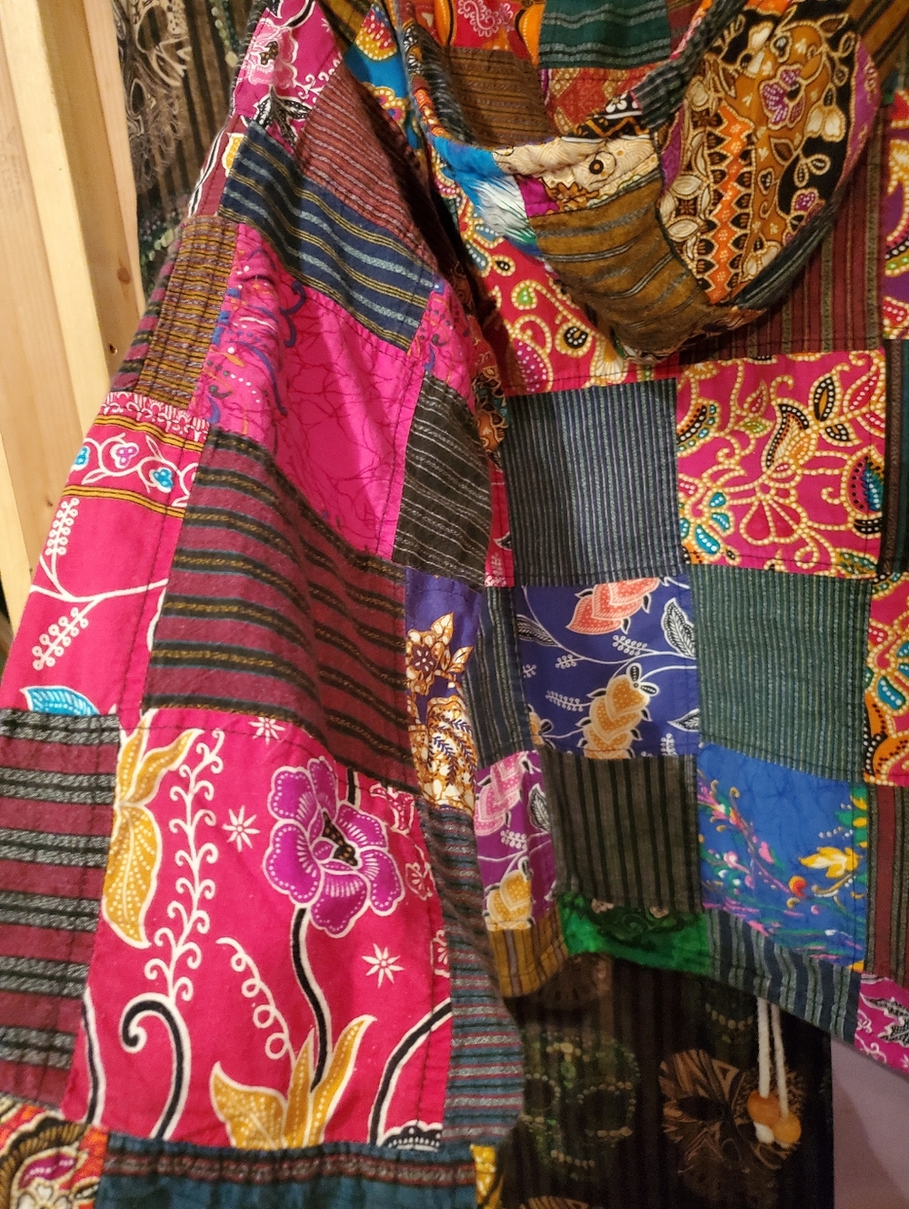 Boho Vintage Multicolor Patchwork Hoodie~β‘ - Picture 7 of 15